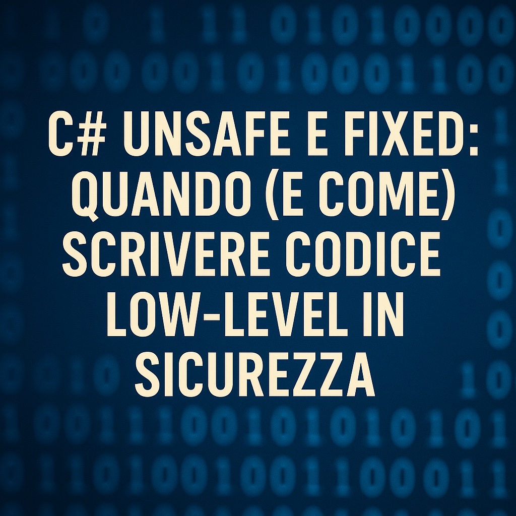 C# Unsafe e fixed: quando (e come) scrivere codice low-level in sicurezza